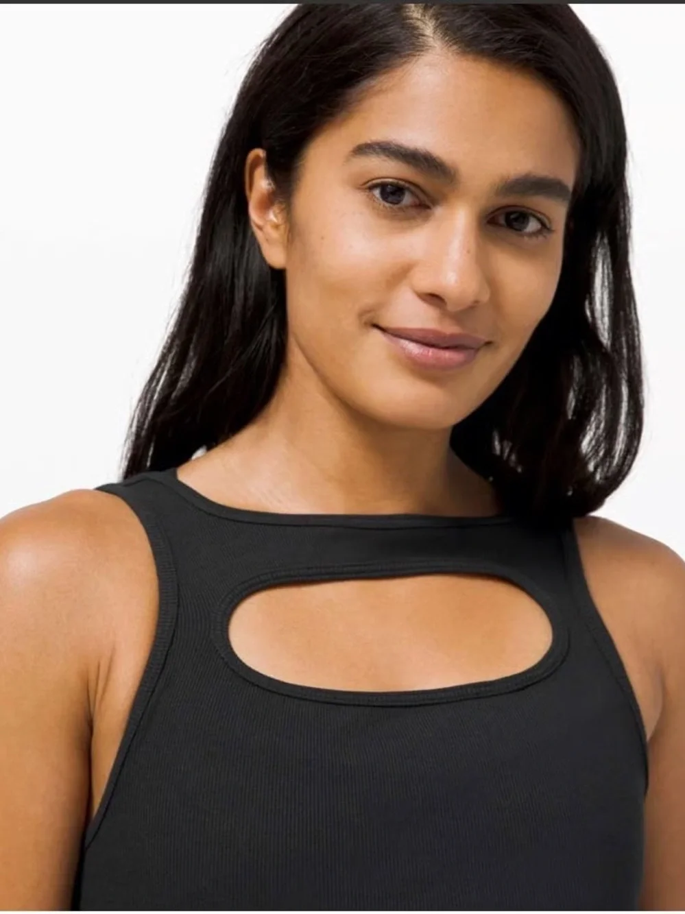 Lululemon LA front cut-out crop tank black
